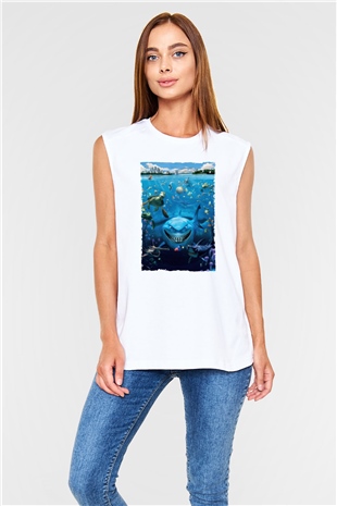Unisex Kayıp Balık Nemo (Finding Nemo) Baskılı Beyaz Kolsuz Tshirt