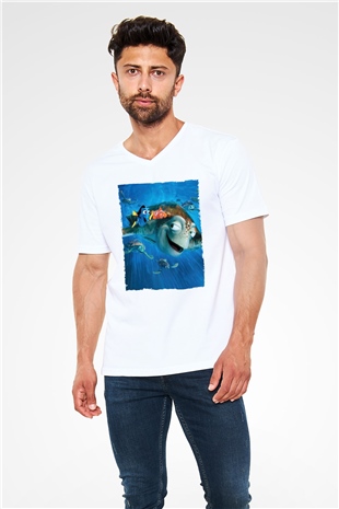 Unisex Kayıp Balık Nemo (Finding Nemo) Baskılı Beyaz T shirt