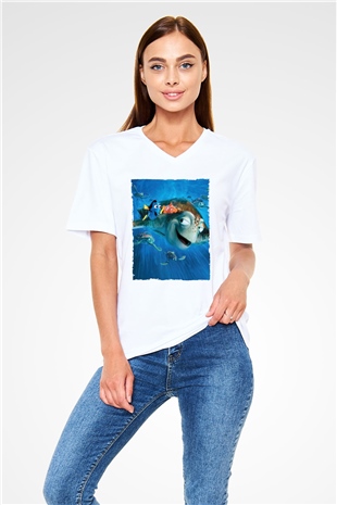 Unisex Kayıp Balık Nemo (Finding Nemo) Baskılı Beyaz T shirt