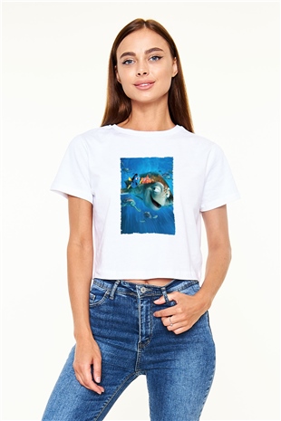 Unisex Kayıp Balık Nemo (Finding Nemo) Baskılı Beyaz T shirt