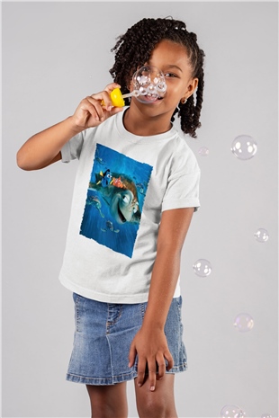 Unisex Kayıp Balık Nemo (Finding Nemo) Baskılı Beyaz T shirt