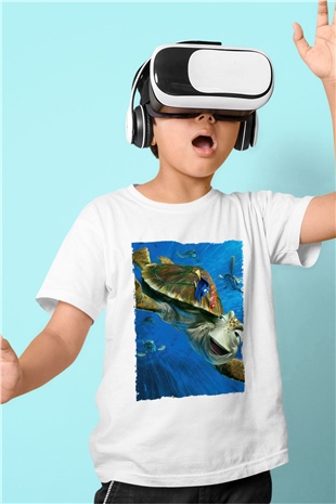 Unisex Kayıp Balık Nemo (Finding Nemo) Baskılı Beyaz Çocuk Tişört
