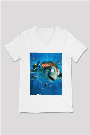 Unisex Kayıp Balık Nemo (Finding Nemo) Baskılı Beyaz T shirt