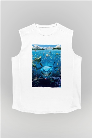 Unisex Kayıp Balık Nemo (Finding Nemo) Baskılı Beyaz Kolsuz Tshirt