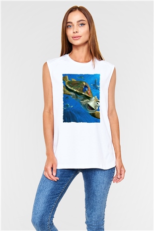 Unisex Kayıp Balık Nemo (Finding Nemo) Baskılı Beyaz Kolsuz Tişört