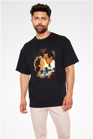 Unisex Kazablanka (Casablanca) Baskılı Siyah Oversize Tişört