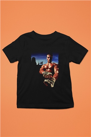 Unisex Kickboxer Baskılı Siyah Çocuk Tişört