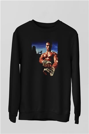 Unisex Kickboxer Baskılı Siyah Sweatshirt