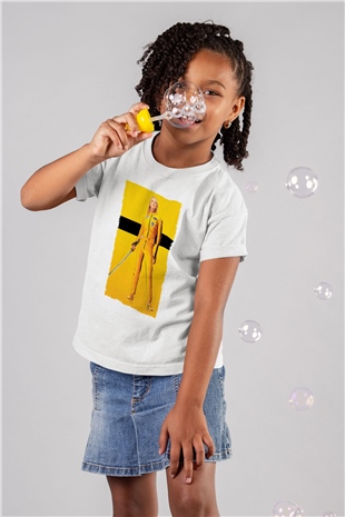 Unisex Kill Bill Baskılı Beyaz Çocuk Tshirt