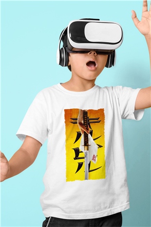 Unisex Kill Bill Baskılı Beyaz Çocuk Tişört
