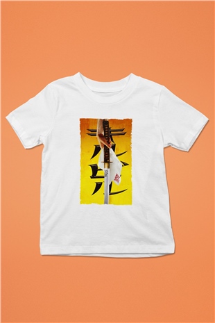 Unisex Kill Bill Baskılı Beyaz Çocuk Tişört