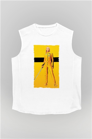 Unisex Kill Bill Baskılı Beyaz Kolsuz Tshirt