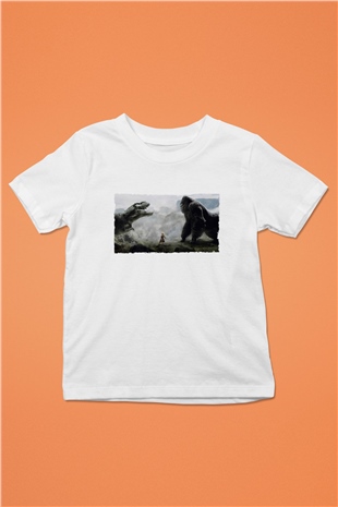 Unisex King Kong Baskılı Beyaz Çocuk Tshirt
