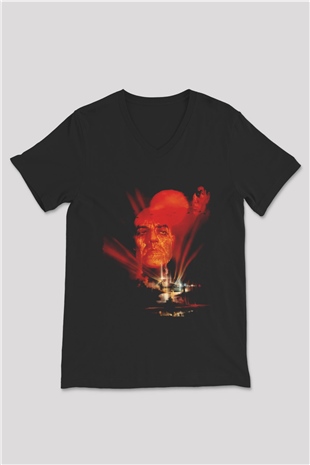 Unisex Kıyamet (Apocalypse Now) Baskılı Siyah V Yaka Tişört