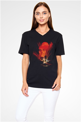 Unisex Kıyamet (Apocalypse Now) Baskılı Siyah V Yaka Tişört