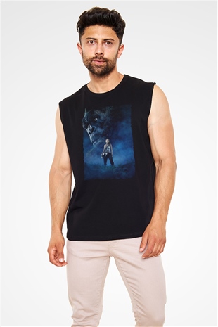 Unisex Kong Kafatası Adası (Kong Skull Island) Baskılı Siyah Kolsuz T-shirt