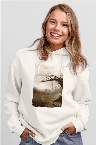 Unisex Korku Seansı (The Conjuring) Baskılı Beyaz Kapüşonlu Sweatshirt