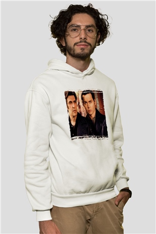 Unisex Köstebek (Donnie Brasco) Baskılı Beyaz Kapüşonlu Sweatshirt