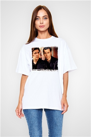 Unisex Köstebek (Donnie Brasco) Baskılı Beyaz Oversize Tişört