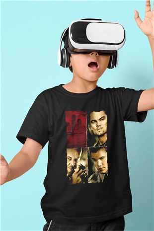 Unisex Köstebek (The Departed) Baskılı Siyah Çocuk T-Shirt