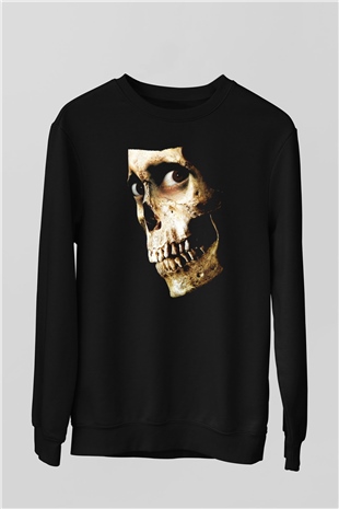Unisex Kötü Ruh (Evil Dead) Baskılı Siyah Sweatshirt