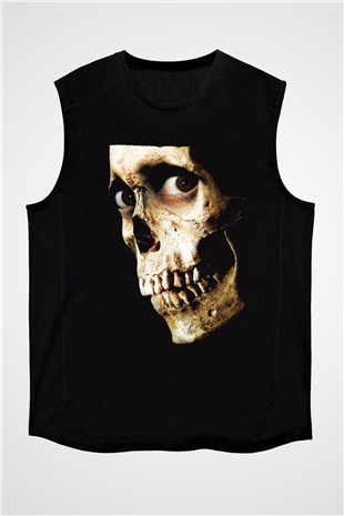 Unisex Kötü Ruh (Evil Dead) Baskılı Siyah Kolsuz T-shirt