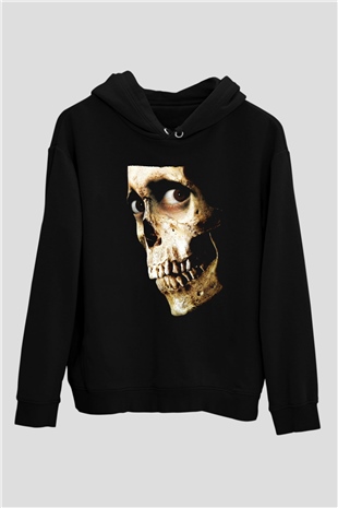 Unisex Kötü Ruh (Evil Dead) Baskılı Siyah Kapüşonlu Sweatshirt