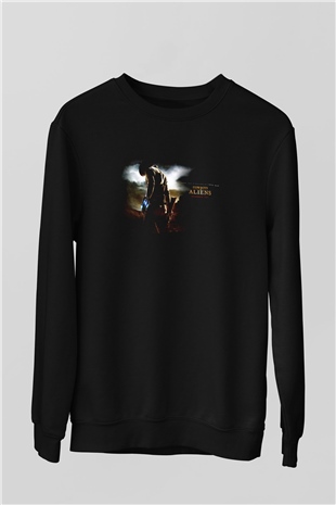 Unisex Kovboylar ve Uzaylılar (Cowboys & Aliens) Baskılı Siyah Sweatshirt