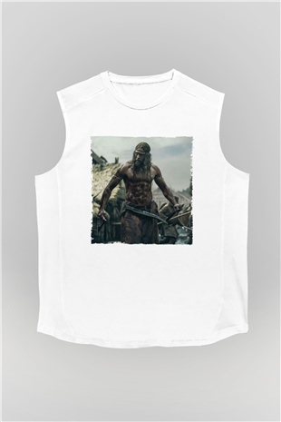 Unisex Kuzeyli (The Northman) Baskılı Beyaz Kolsuz Tshirt