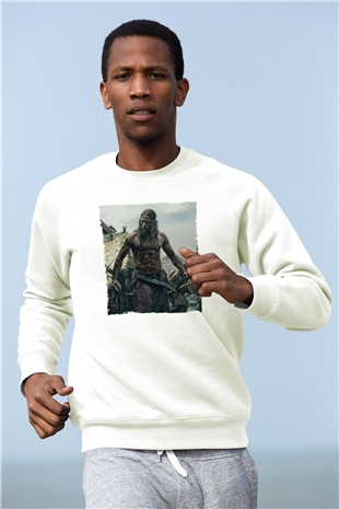 Unisex Kuzeyli (The Northman) Baskılı Beyaz Sweatshirt