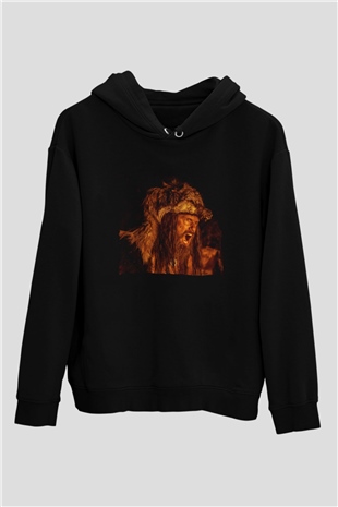 Unisex Kuzeyli (The Northman) Baskılı Siyah Kapüşonlu Sweatshirt