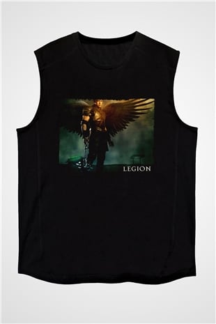 Unisex Legion Baskılı Siyah Kolsuz Tshirt