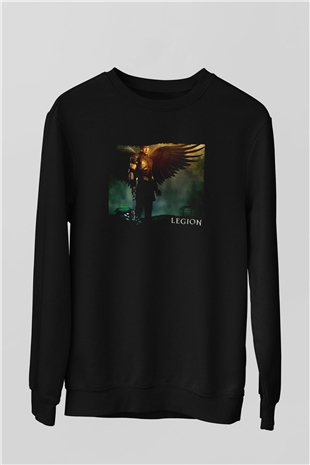 Unisex Legion Baskılı Siyah Sweatshirt