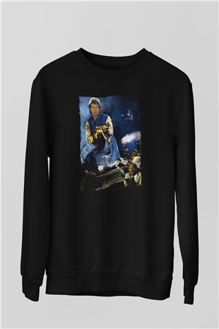 Unisex Lethal Weapon Baskılı Siyah Sweatshirt