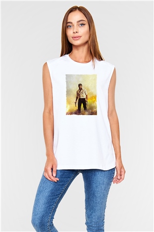Unisex Logan Baskılı Beyaz Kolsuz Tshirt