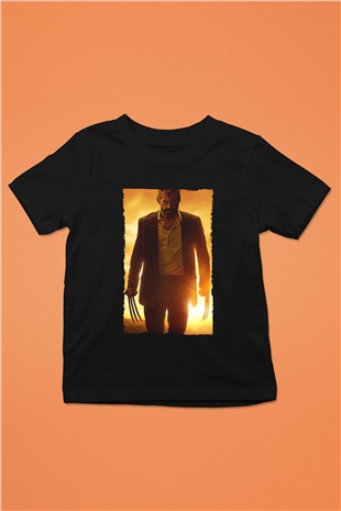 Unisex Logan Baskılı Siyah Çocuk Tişört