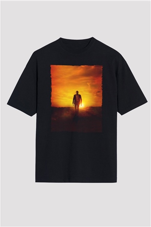 Unisex Logan Baskılı Siyah Oversize Tshirt