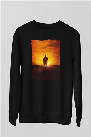 Unisex Logan Baskılı Siyah Sweatshirt