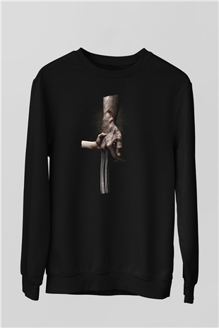Unisex Logan Baskılı Siyah Sweatshirt