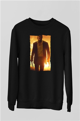 Unisex Logan Baskılı Siyah Sweatshirt