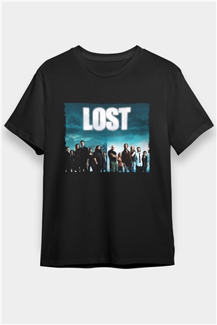 Lost Baskılı Siyah Tshirt