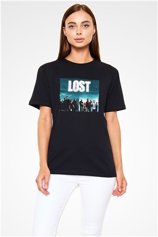 Lost Baskılı Siyah Tshirt