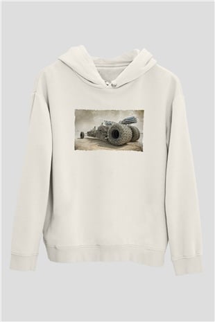 Unisex Mad Max Fury Road Baskılı Beyaz Kapüşonlu Sweatshirt