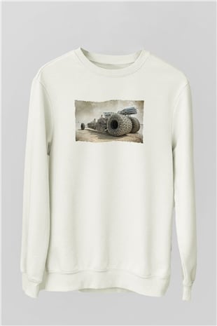 Unisex Mad Max Fury Road Baskılı Beyaz Sweatshirt