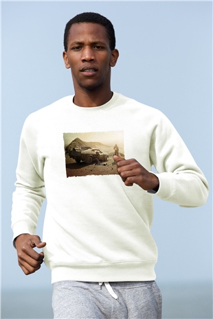 Unisex Mad Max Fury Road Baskılı Beyaz Sweatshirt