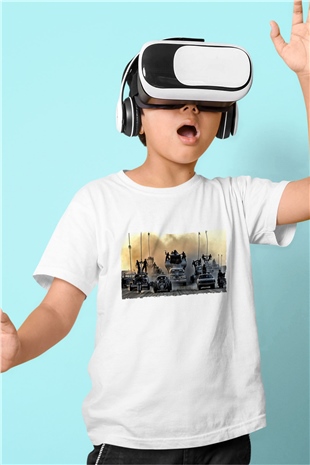 Unisex Mad Max Fury Road Baskılı Beyaz Çocuk Tshirt