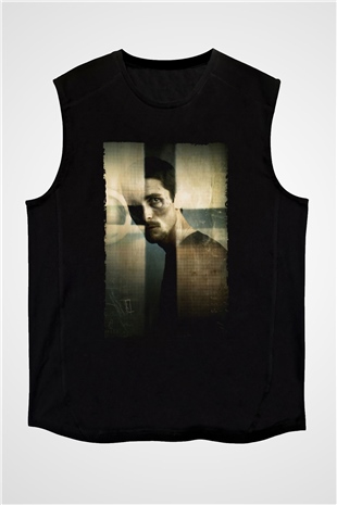 Unisex Makinist (The Machinist) Baskılı Siyah Kolsuz Tshirt