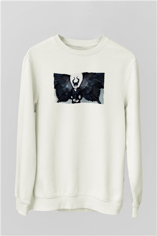 Unisex Malefiz (Maleficent) Baskılı Beyaz Sweatshirt