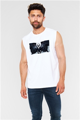 Unisex Malefiz (Maleficent) Baskılı Beyaz Kolsuz Tişört