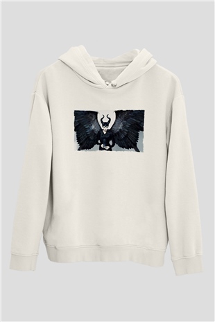 Unisex Malefiz (Maleficent) Baskılı Beyaz Kapüşonlu Sweatshirt